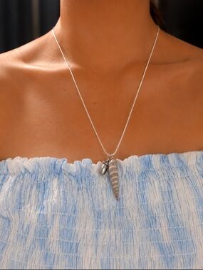 Silver Seashell Pendant Necklace - Sterling Look